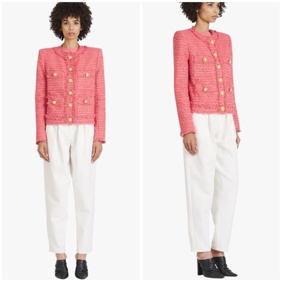 Balmain Salmon pink tweed jacket - Picture 4 of 6